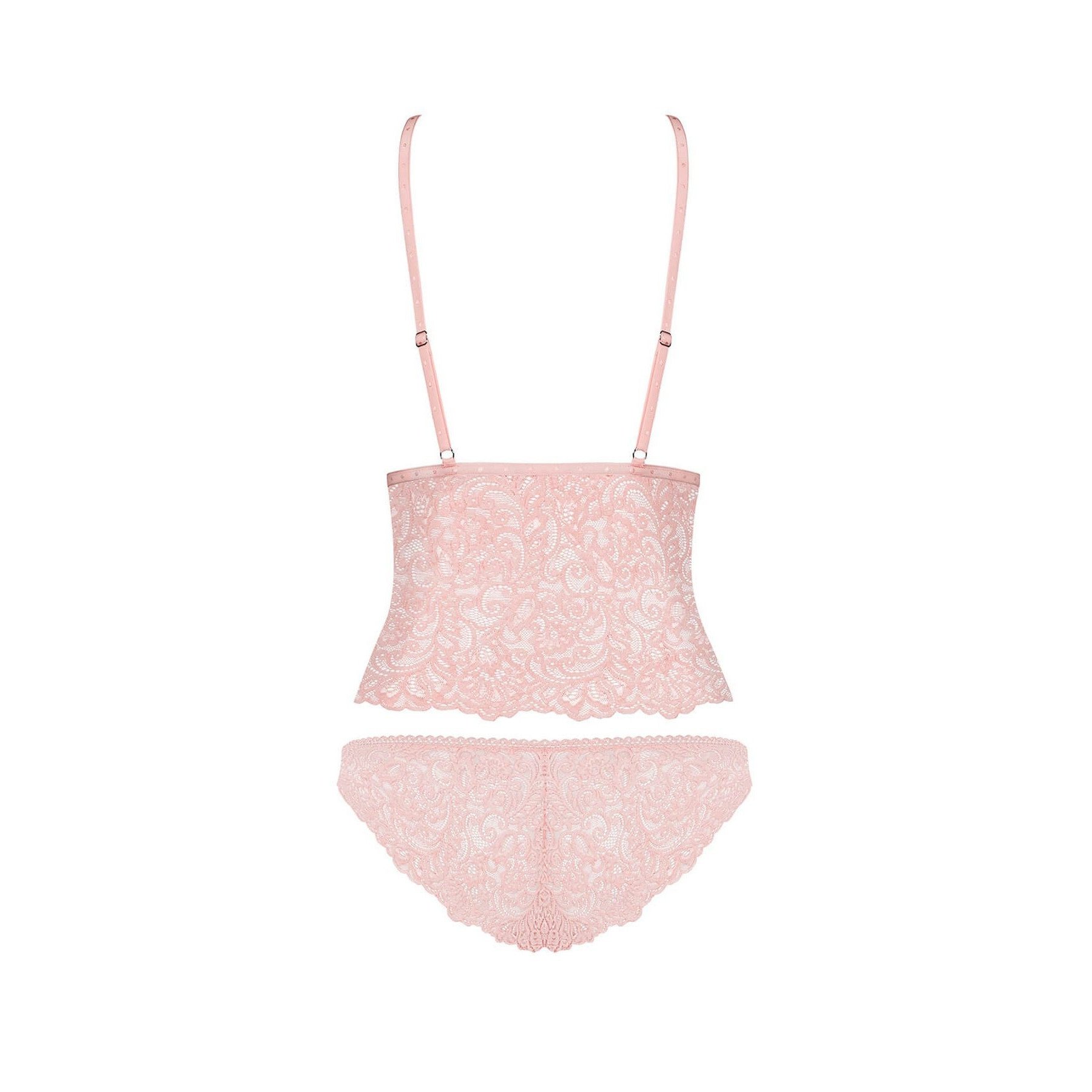 Completo Intimo Top E Mutandine In Pizzo Rosa Obsessive Lingerie