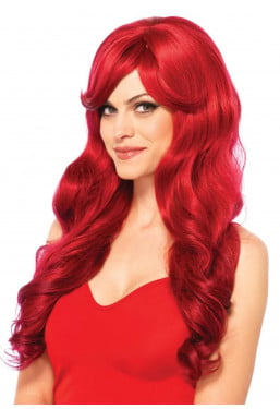 Parrucca rossa capelli lunghi mossi Leg Avenue