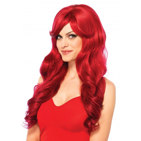 Parrucca rossa capelli lunghi mossi Leg Avenue